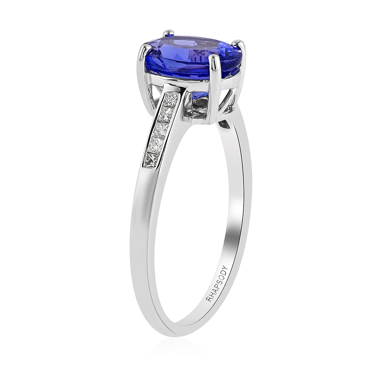 RHAPSODY 950 Platinum AAAA Tanzanite Solitaire Ring with Diamonds 3.07Ct. 3885045 3