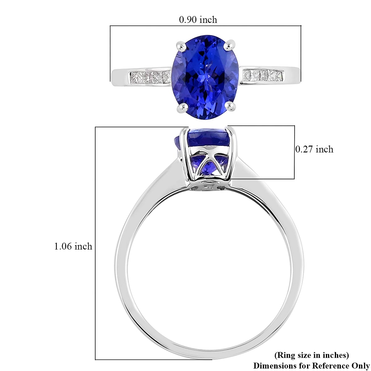 RHAPSODY 950 Platinum AAAA Tanzanite Solitaire Ring with Diamonds 3.07Ct. 3885045 5