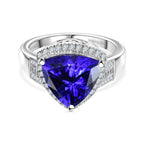 RHAPSODY 950 Platinum AAAA Tanzanite & Diamond (VS-E-F) Trillion Ring 5.63 Ct