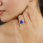 RHAPSODY 950 Platinum AAAA Tanzanite & Diamond (VS-E-F) Trillion Ring 5.63 Ct