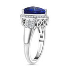 RHAPSODY 950 Platinum AAAA Tanzanite & Diamond (VS-E-F) Trillion Ring 5.63 Ct