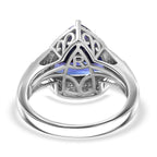 RHAPSODY 950 Platinum AAAA Tanzanite & Diamond (VS-E-F) Trillion Ring 5.63 Ct