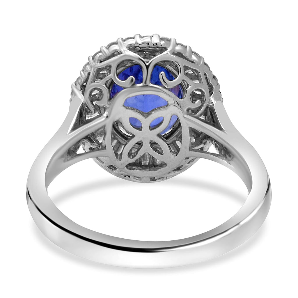 RHAPSODY 950 Platinum AAAA Tanzanite and Diamond (VS-EF) Ring 3.25 Ct, Platinum Wt. 6.10 Gms