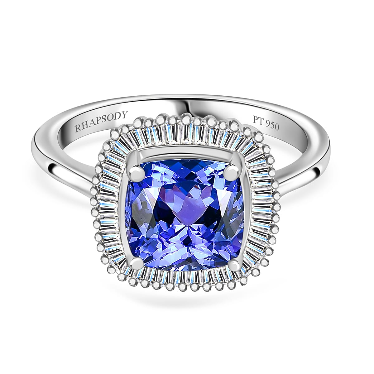 RHAPSODY 950 Platinum AAAA Tanzanite and Diamond (VS-E-F) Ring 2.75 Ct, Platinum Wt. 5.10 Gms 7819853 0