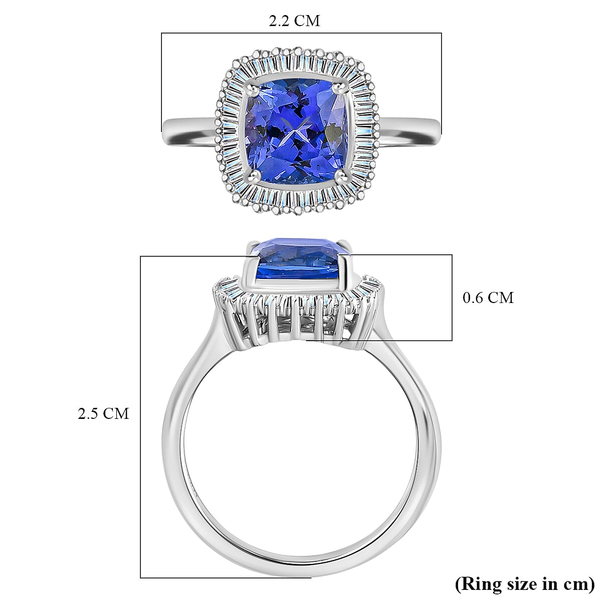 RHAPSODY 950 Platinum AAAA Tanzanite and Diamond (VS-E-F) Ring 2.75 Ct, Platinum Wt. 5.10 Gms 7819853 6