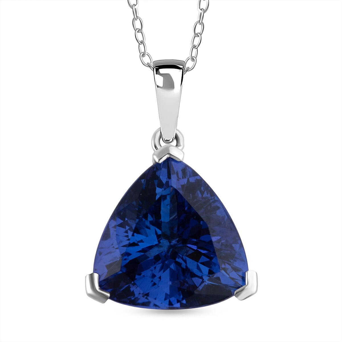 RHAPSODY 950 Platinum AAAA Trillion Cut Tanzanite Necklace (Size 20) 5.03 Ct. 4377107 0