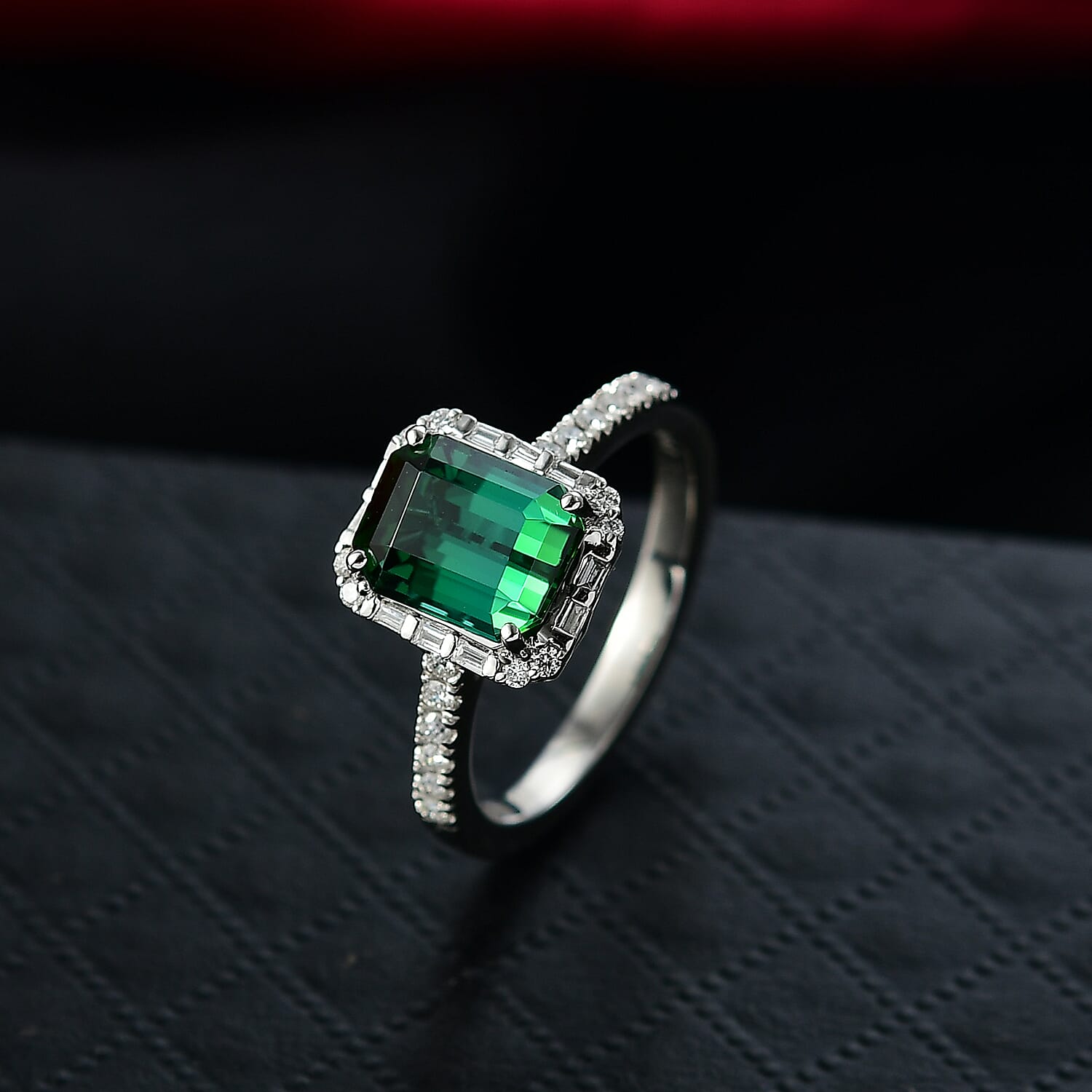 Rhapsody 950 Platinum AGI Certified &amp; Appraised AAAA Lagoon Tourmaline, Natural White Diamond Halo Ring 3.00 Ct. 8314794 1