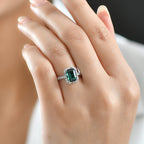 Rhapsody 950 Platinum AGI Certified & Appraised AAAA Lagoon Tourmaline & Natural VS-E-F White Diamond Ring 3.00 Ct, Platinum Wt. 4.70 Gms