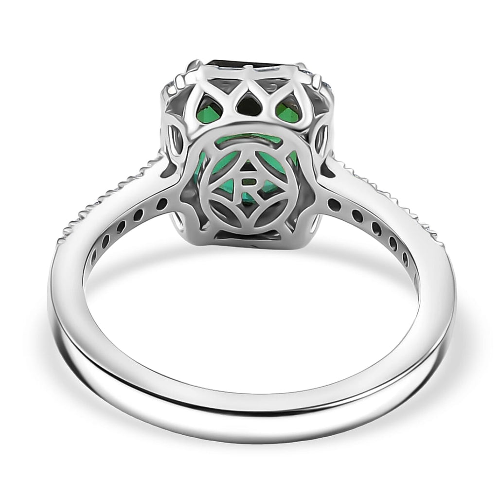 Rhapsody 950 Platinum AGI Certified & Appraised AAAA Lagoon Tourmaline & Natural VS-E-F White Diamond Ring 3.00 Ct, Platinum Wt. 4.70 Gms