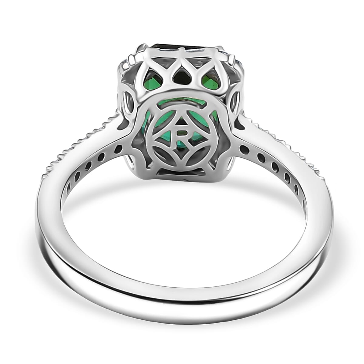 Rhapsody 950 Platinum AGI Certified &amp; Appraised AAAA Lagoon Tourmaline, Natural White Diamond Halo Ring 3.00 Ct. 8314794 4