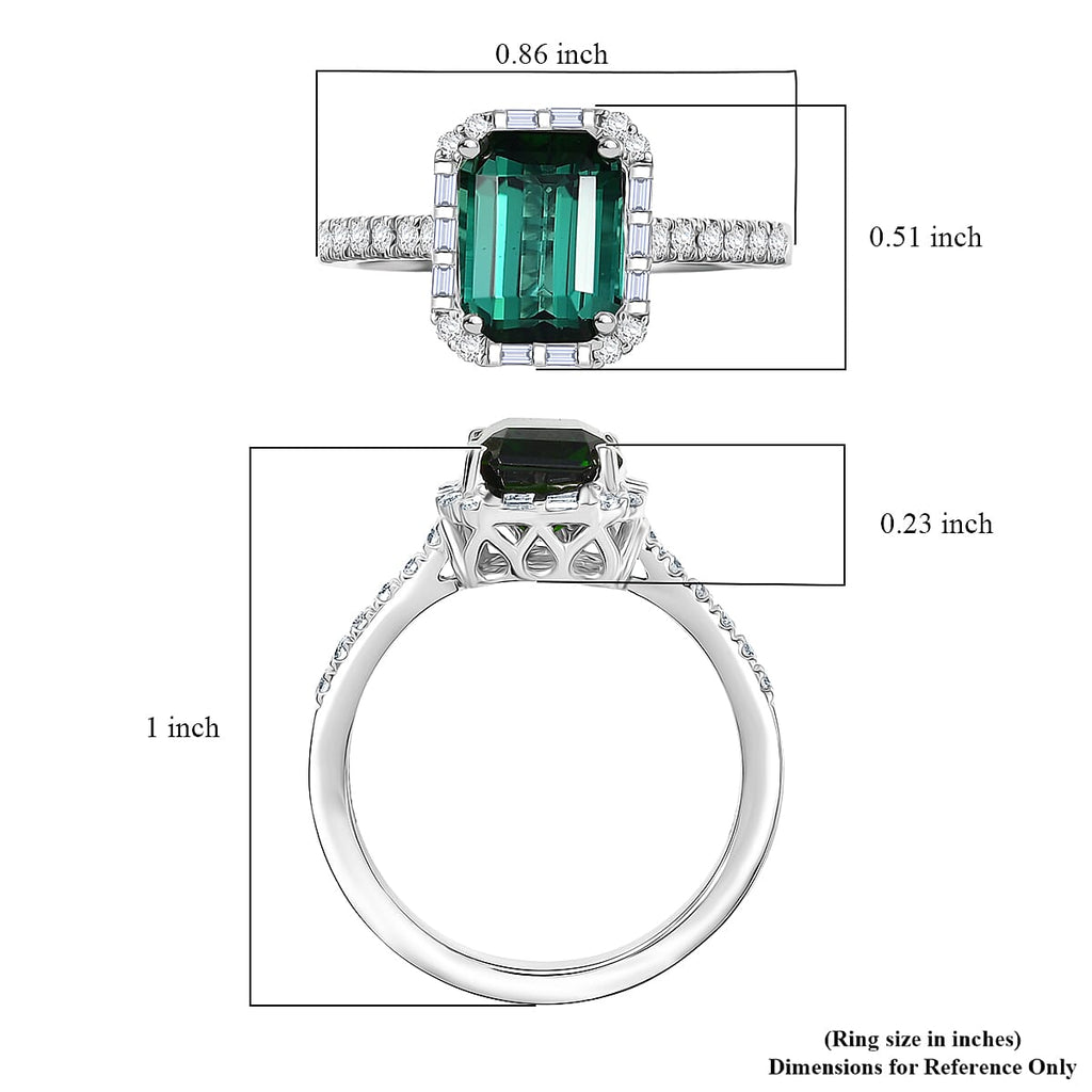 Rhapsody 950 Platinum AGI Certified & Appraised AAAA Lagoon Tourmaline & Natural VS-E-F White Diamond Ring 3.00 Ct, Platinum Wt. 4.70 Gms