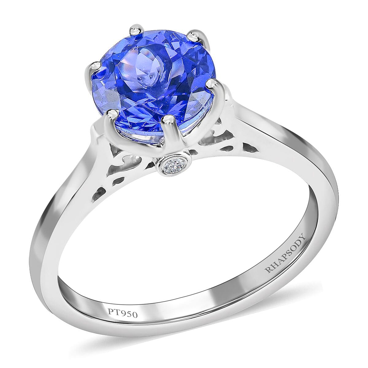RHAPSODY - 950 Platinum AGI Certified AAAA Tanzanite, White Diamond(VS-E-F) Ring 2.40 Ct. 7273397 0