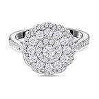 RHAPSODY 950 Platinum IGI Certified Diamond (VS-E-F) Cluster Ring 1.01 Ct, Platinum Wt. 6.13 Gms