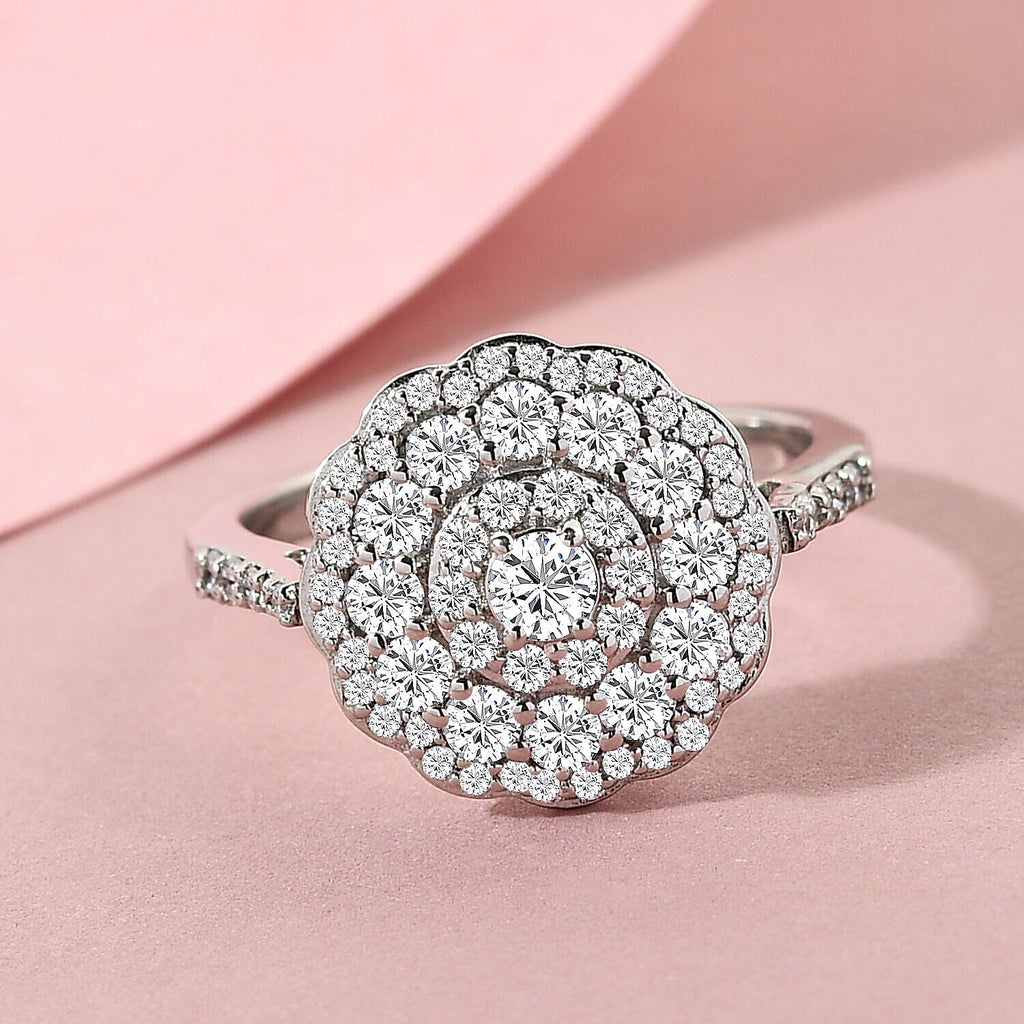 RHAPSODY 950 Platinum IGI Certified Diamond (VS-E-F) Cluster Ring 1.01 Ct, Platinum Wt. 6.13 Gms