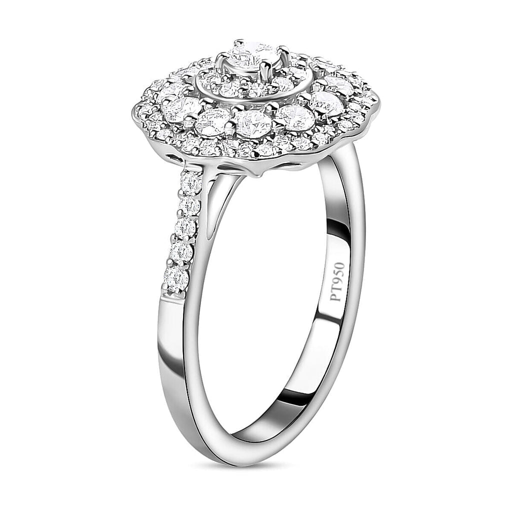 RHAPSODY 950 Platinum IGI Certified Diamond (VS-E-F) Cluster Ring 1.01 Ct, Platinum Wt. 6.13 Gms