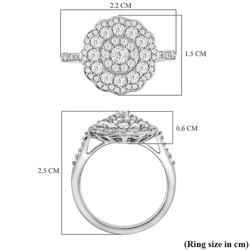 RHAPSODY 950 Platinum IGI Certified Diamond (VS-E-F) Cluster Ring 1.01 Ct, Platinum Wt. 6.13 Gms