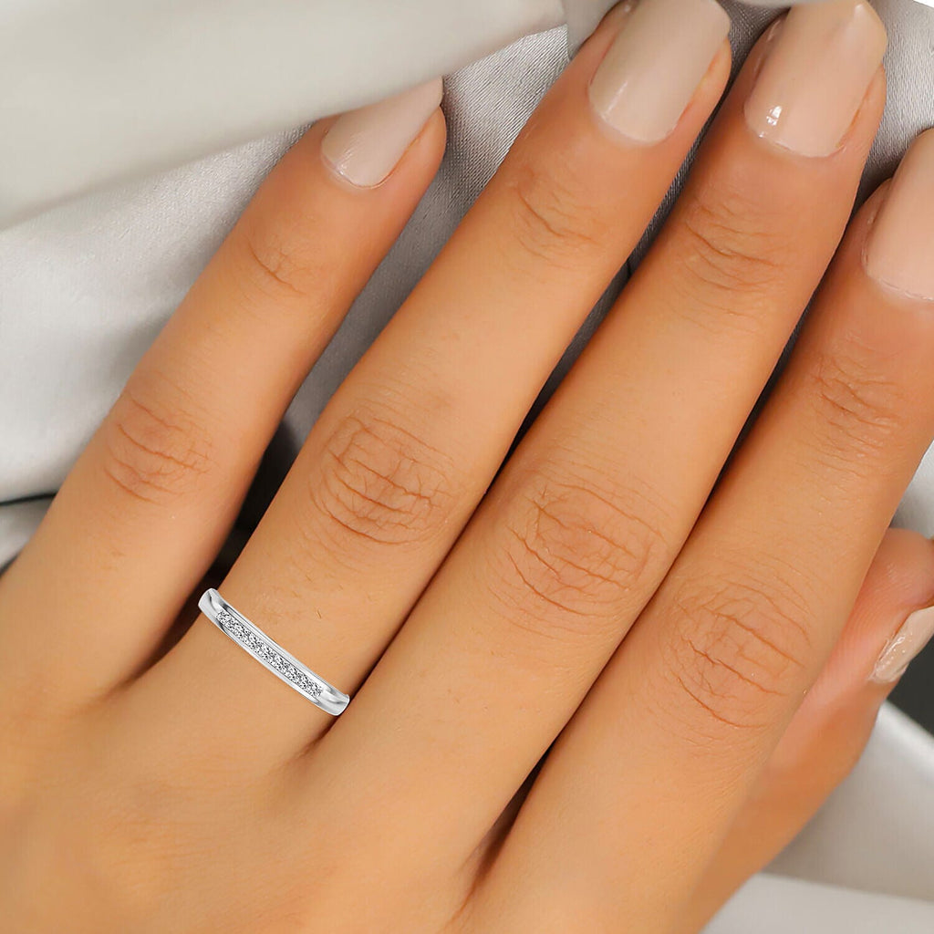 RHAPSODY 950 Platinum IGI Certified Diamond (VS-E-F) Half Eternity Ring 0.25 Ct.