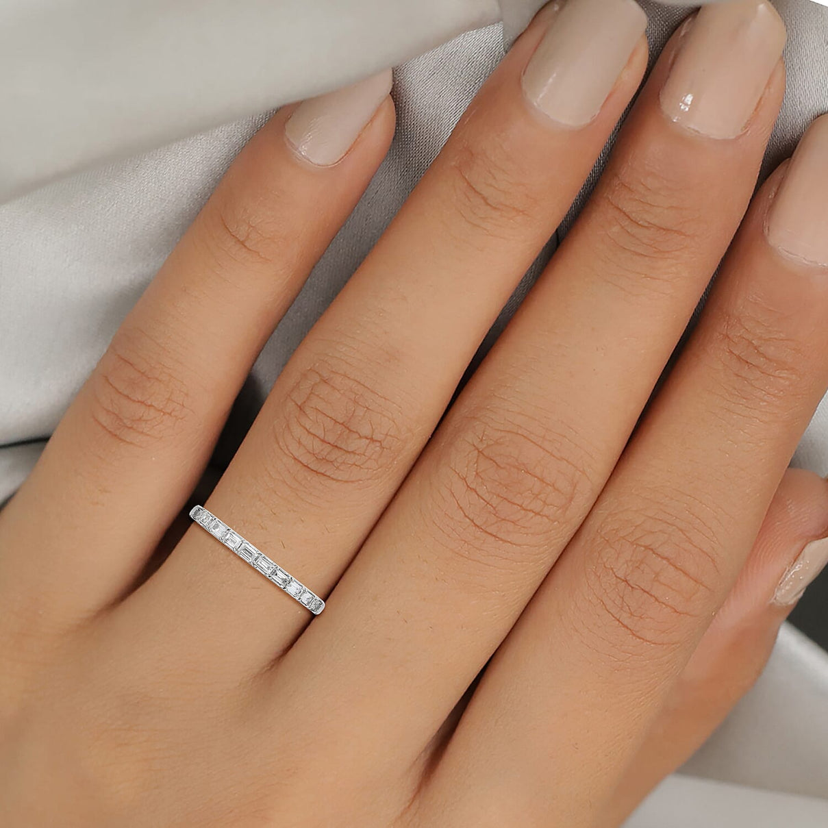RHAPSODY 950 Platinum IGI Certified Diamond (VS- E-F) Half Eternity Wedding Band Ring 0.330 Ct. 3849396 3