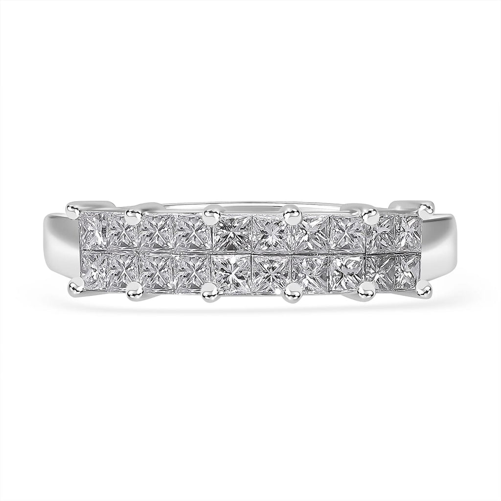 RHAPSODY 950 Platinum IGI Certified (VS-E-F) Square Cut White Diamond Ring 1.00 Ct, Platinum wt. 4.75 Gms.