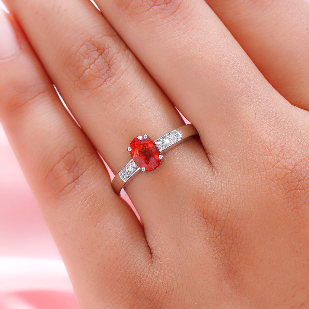 RHAPSODY 950 Platinum AAAA Red Sapphire and Diamond (VS-E-F) Ring 1.20 Ct, Platinum Wt. 5.16 Gms