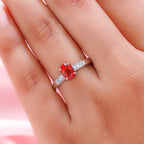 RHAPSODY 950 Platinum AAAA Red Sapphire and Diamond (VS-E-F) Ring 1.20 Ct, Platinum Wt. 5.16 Gms