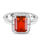 RHAPSODY 950 Platinum AAAA Jalisco Fire Opal and Diamond (VS-E-F) Halo Ring 1.84 Ct, Platinum Wt 5.09 Gms