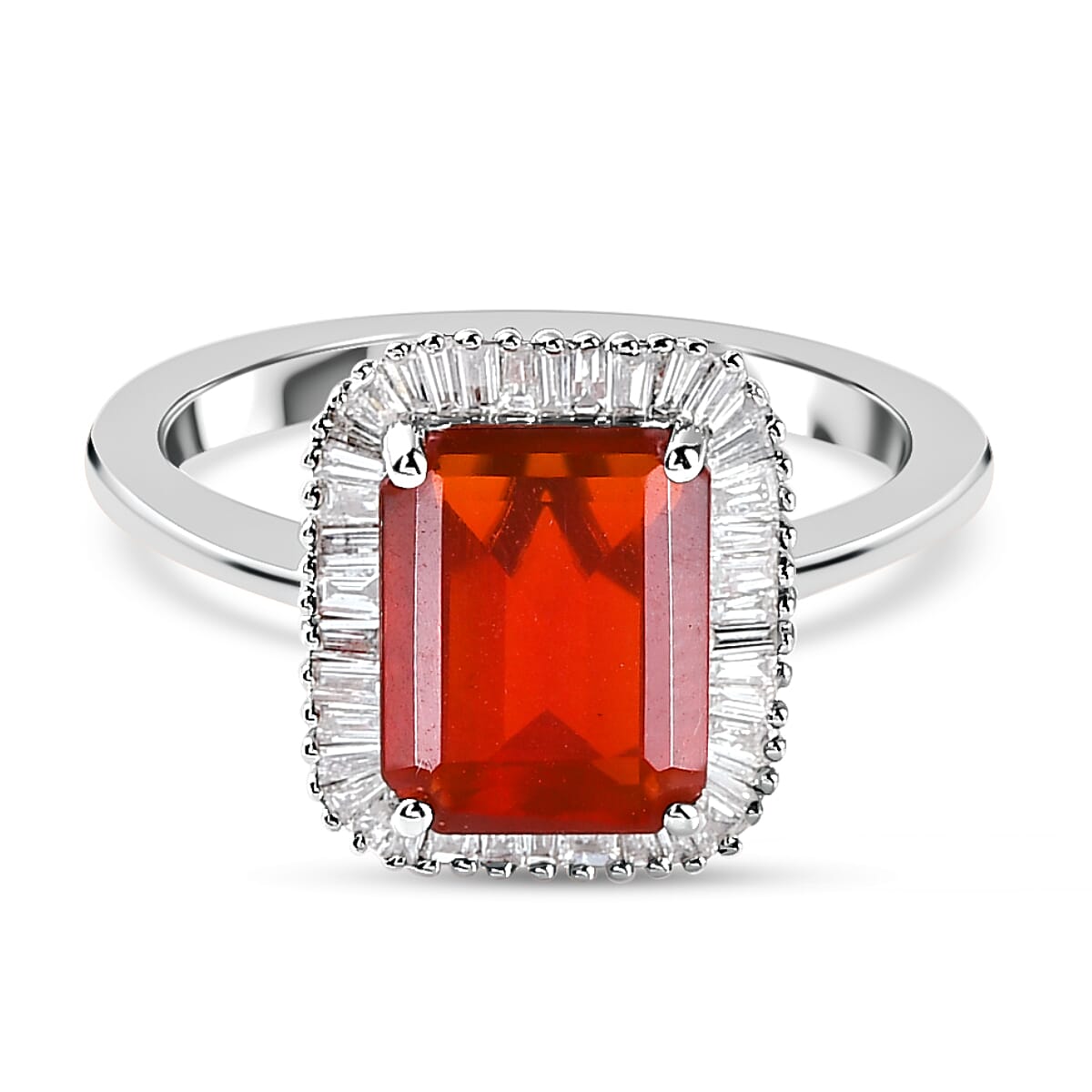 RHAPSODY 2 Carat Jalisco Fire Opal and Diamond Halo Ring in 950 Platinum 3636909 0