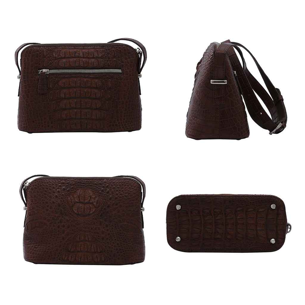Close Out Deal - Exotic  Crocodile Skin Crossbody Bag (Size 23x17x11Cm) - Brown