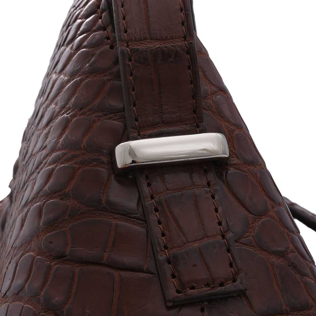 Close Out Deal - Exotic  Crocodile Skin Crossbody Bag (Size 23x17x11Cm) - Brown