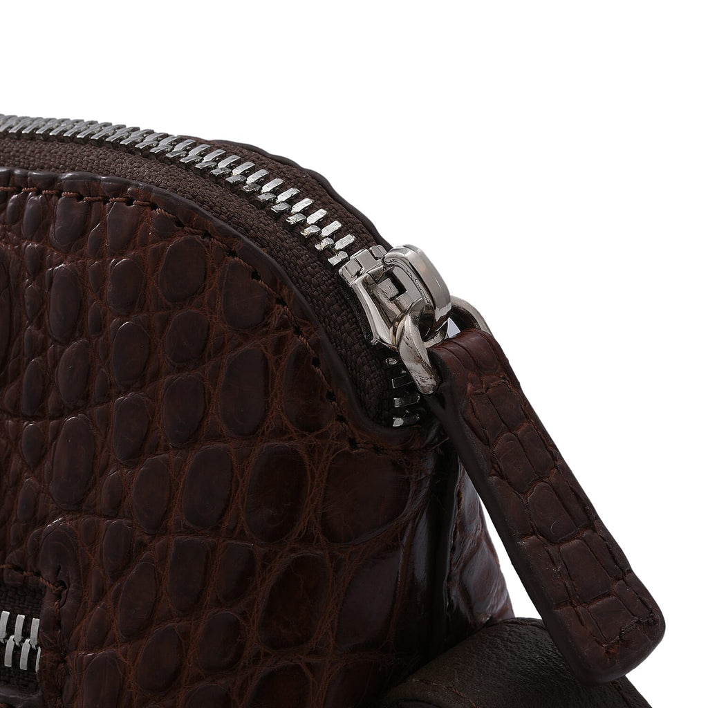 Close Out Deal - Exotic  Crocodile Skin Crossbody Bag (Size 23x17x11Cm) - Brown