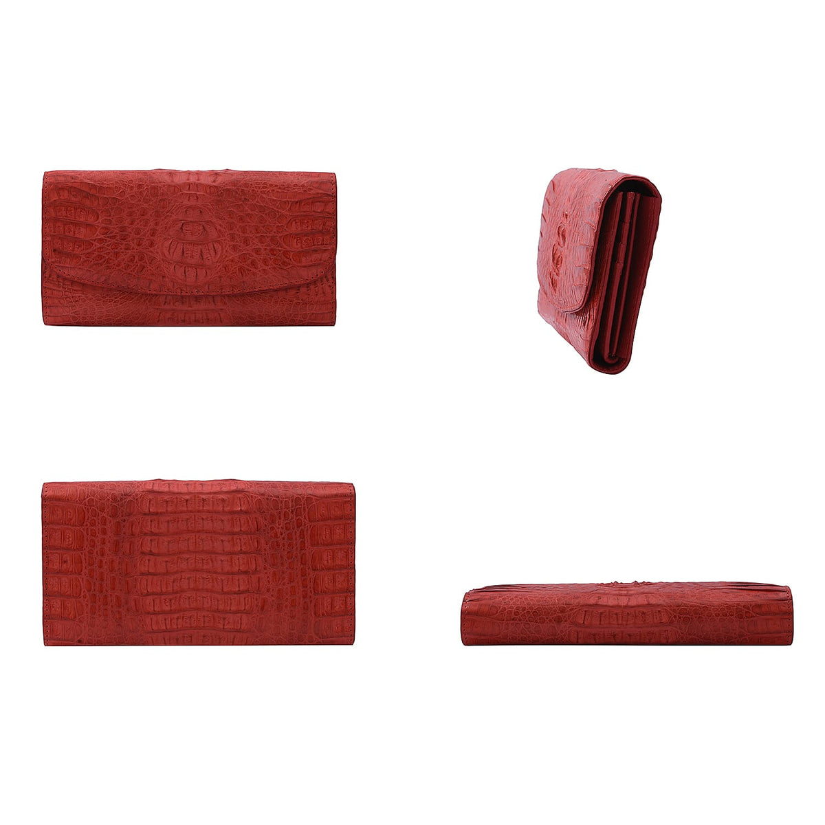 RIVER 100% Genuine Crocodile Leather Wallet with Magnetic Lock - Red 7598002 1