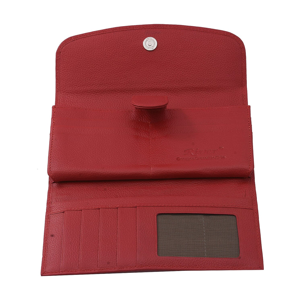 RIVER 100% Genuine Crocodile Leather Wallet with Magnetic Lock(19x10x3Cm) - Red