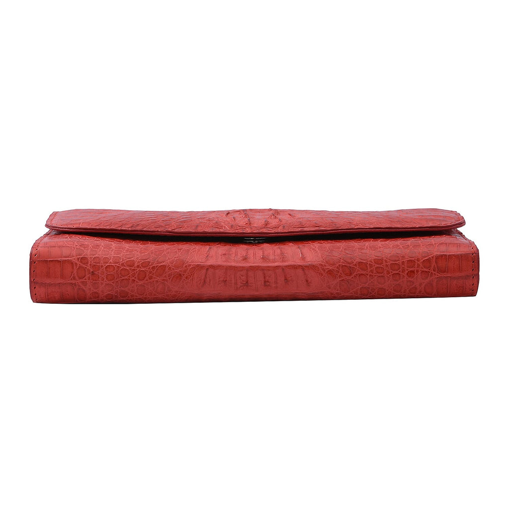 RIVER 100% Genuine Crocodile Leather Wallet with Magnetic Lock(19x10x3Cm) - Red