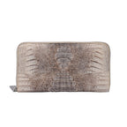 RIVER 100% Genuine Crocodile Leather Wallet with Zipper Closure (19x10x2Cm) - Natural Creamy White