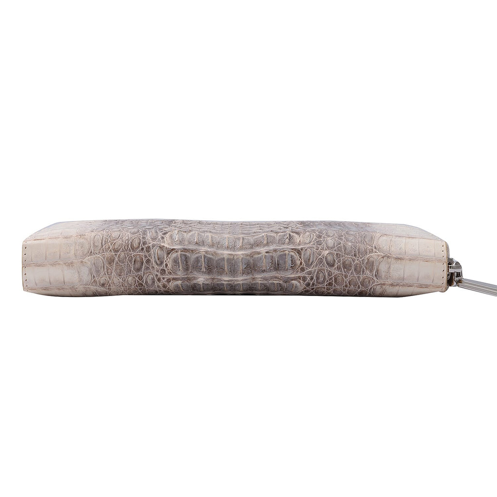 RIVER 100% Genuine Crocodile Leather Wallet with Zipper Closure (19x10x2Cm) - Natural Creamy White