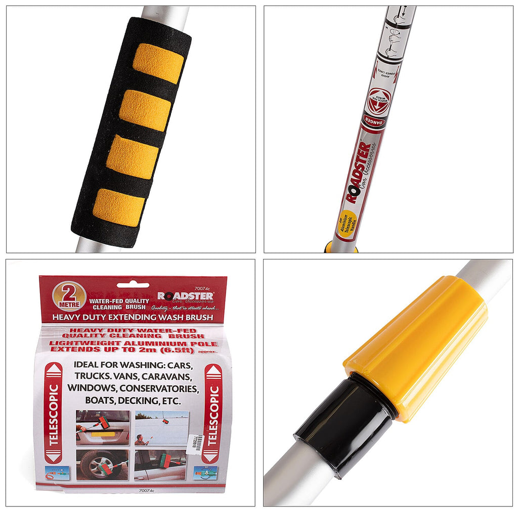 2m Extendable Telescopic Wash Brush - Yellow