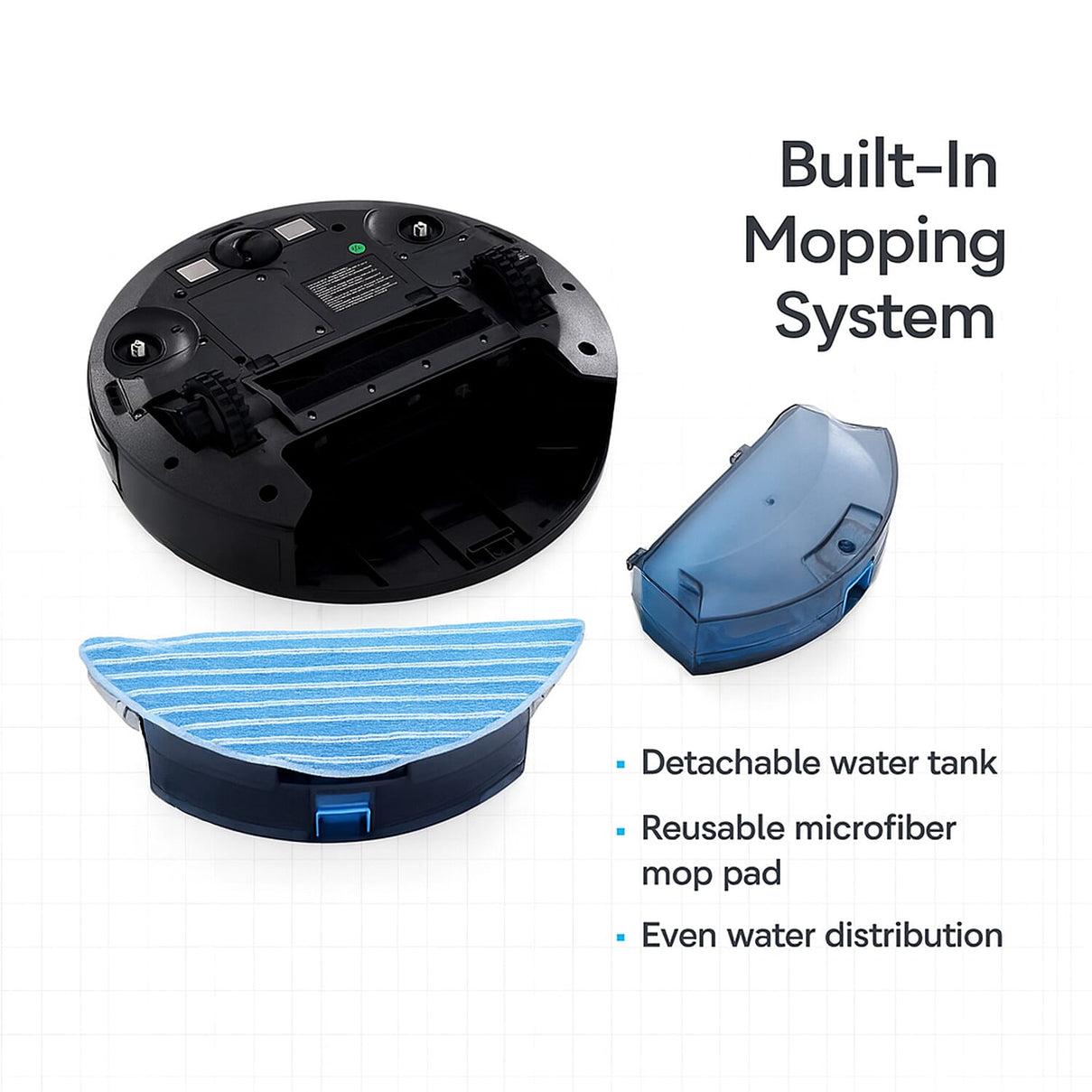 ROBOT Vacuum - Sweeps, Sucks &amp; Mops with Remote or App Controlled, Quiet 60dB - Black &amp; Blue 8233696 3