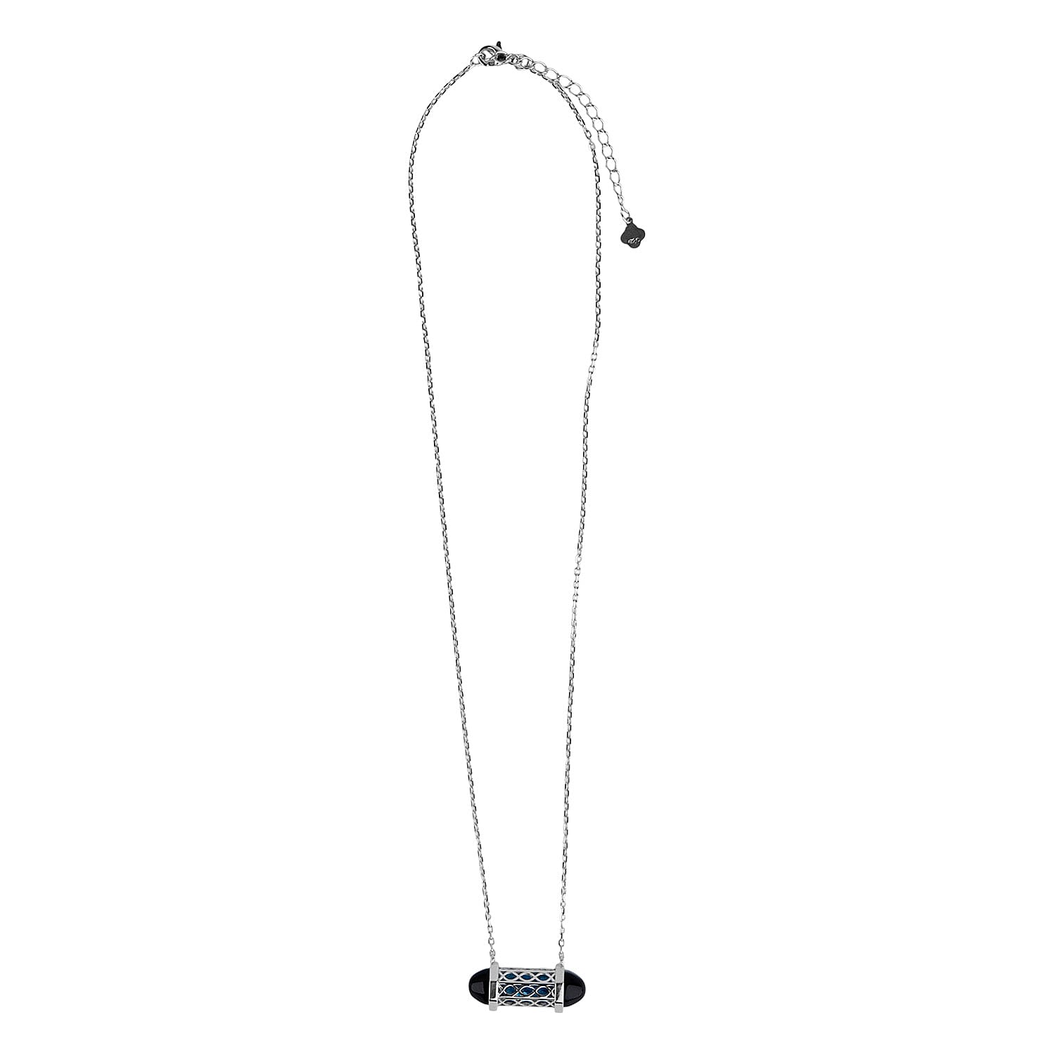 ROMA DESIGNER OUTLET CLOSEOUT Blue Apatite Necklace (Size - 16 - 2 Ext) with Lobster Clasp in Rhodium Overlay Sterling Silver 8.00 Ct. 8180787 3