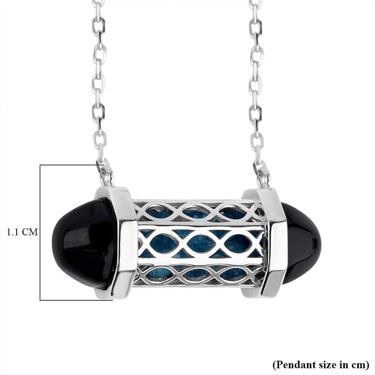 ROMA DESIGNER OUTLET CLOSEOUT Blue Apatite Necklace (Size - 16 - 2 Ext) with Lobster Clasp in Rhodium Overlay Sterling Silver 8.00 Ct. 8180787 5