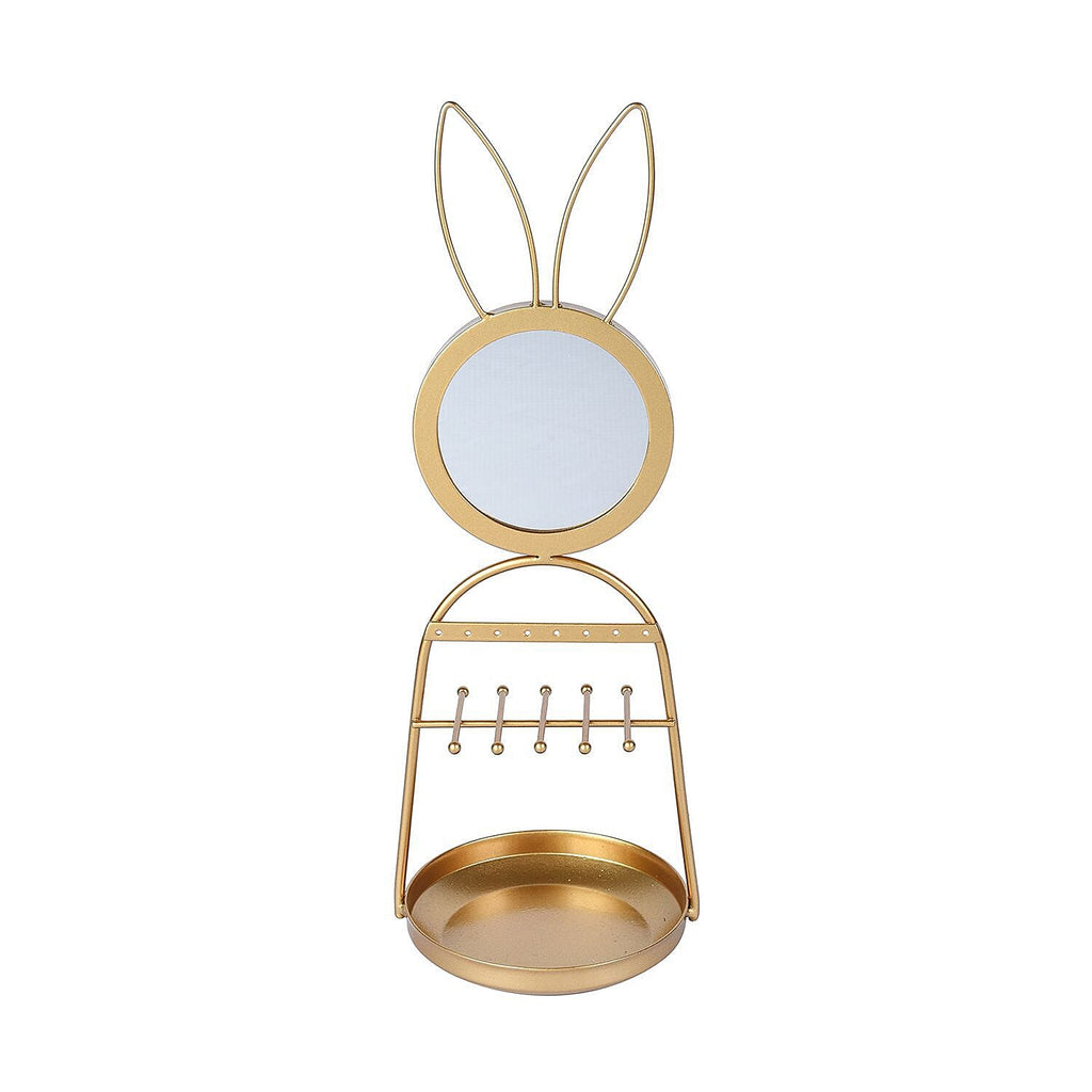 Rabbit Design Jewellery Rack with Mirror (Size 35x12x12 Cm) - Gold