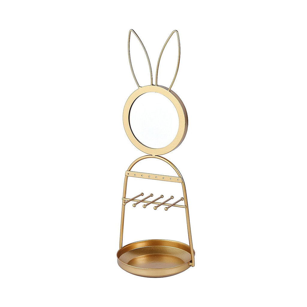 Rabbit Design Jewellery Rack with Mirror (Size 35x12x12 Cm) - Gold