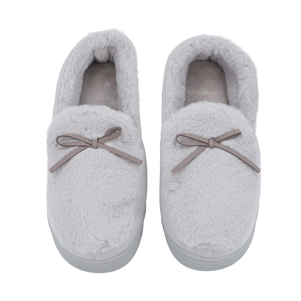 Rabbit Faux Fur Shoes with Waterproof TPR Sole (Size 3-4) - Grey