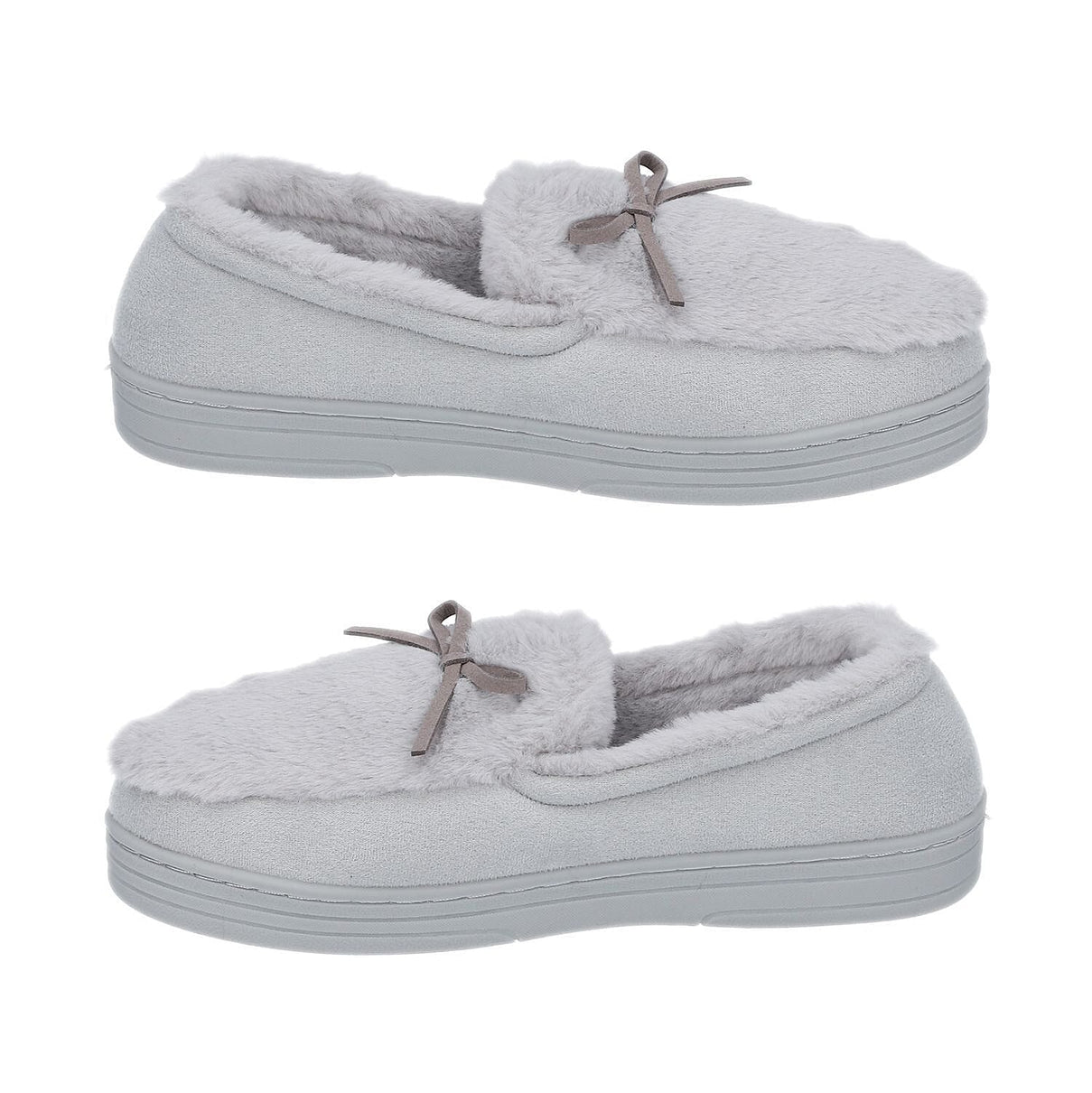 Rabbit Faux Fur Shoes with Waterproof TPR Sole - Grey 3871528 2