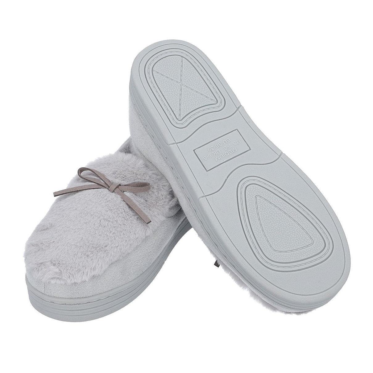 Rabbit Faux Fur Shoes with Waterproof TPR Sole - Grey 3871528 3