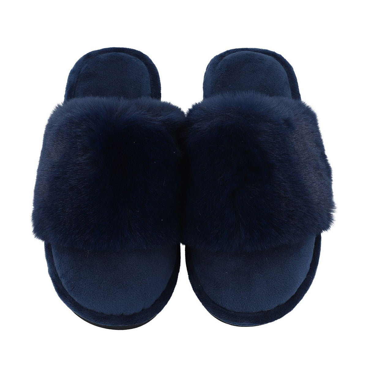 Rabbit Faux Fur Slipper with Waterproof TPR Proctection - Navy Blue 3871456 0