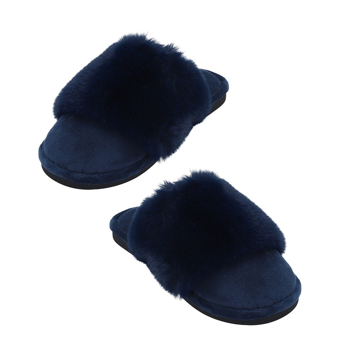 Rabbit Faux Fur Slipper with Waterproof TPR Proctection - Navy Blue 3871456 2