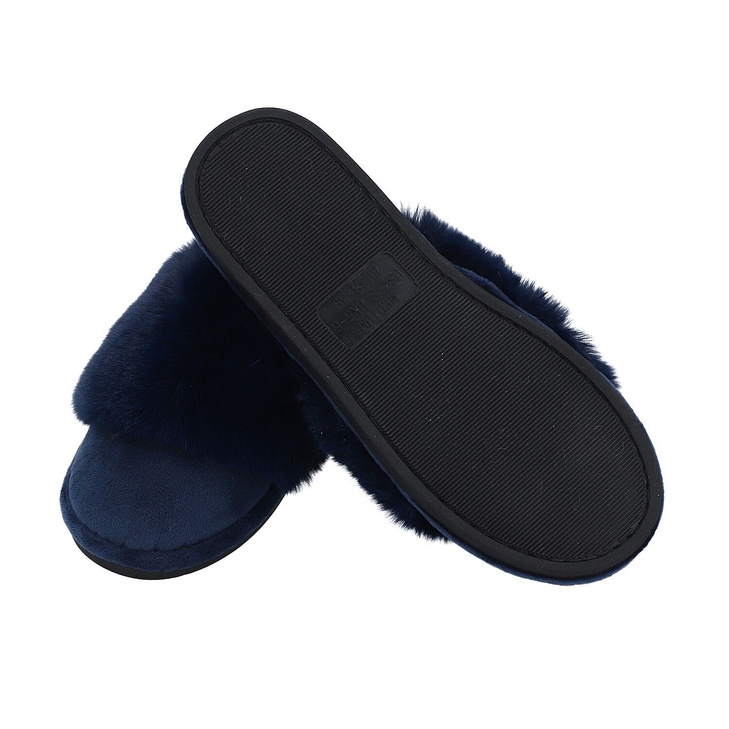 Rabbit Faux Fur Slipper with Waterproof TPR Proctection - Navy Blue 3871456 5
