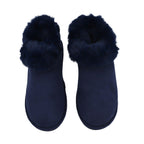 Faux Fur Slipper with Waterproof TPR Protection (Size S, 3-4) - Navy Blue