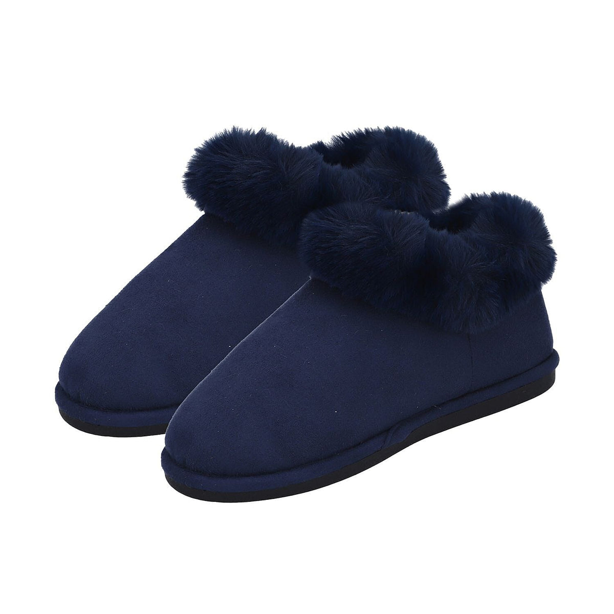 Rabbit Faux Fur Slipper with Waterproof TPR Proctection - Navy Blue 3871564 3