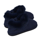 Faux Fur Slipper with Waterproof TPR Protection (Size S, 3-4) - Navy Blue